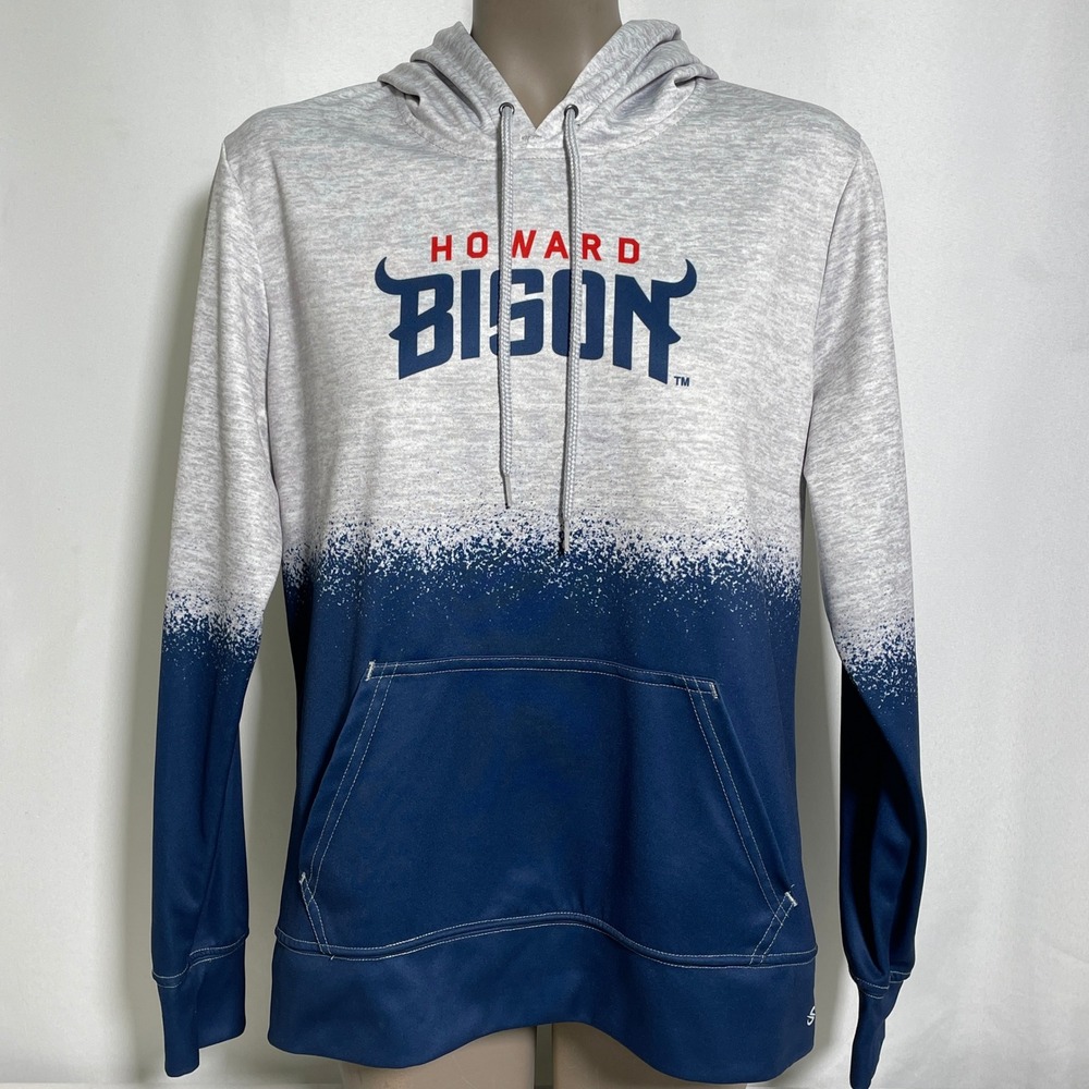 Howard University Bison NCAA Gray Navy Blue Performance Hoodie Women's LARGE